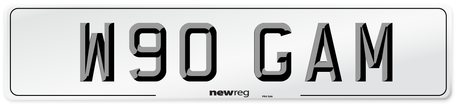 W90 GAM Number Plate from New Reg